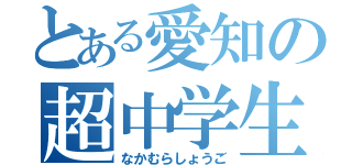 とある愛知の超中学生（なかむらしょうご）