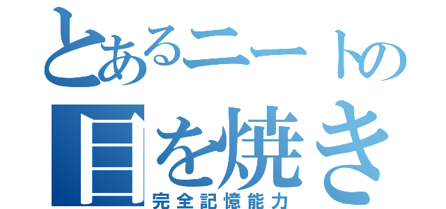 とあるニートの目を焼き付ける（完全記憶能力）