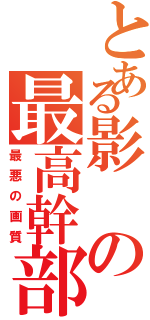 とある影の最高幹部（最悪の画質）