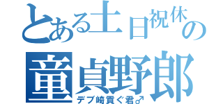 とある土日祝休の童貞野郎（デブ崎貢ぐ君♂）