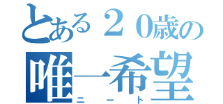 とある２０歳の唯一希望（ニート）