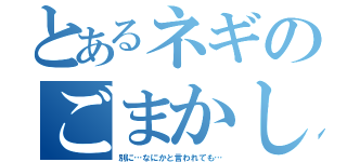 とあるネギのごまかし（別に…なにかと言われても…）