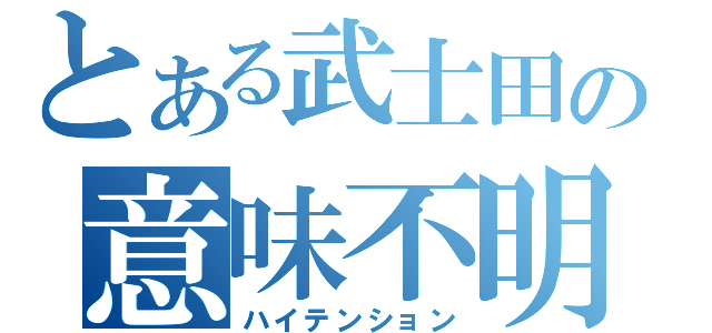 とある武士田の意味不明（ハイテンション）