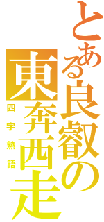 とある良叡の東奔西走（四字熟語）