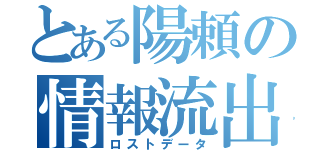 とある陽頼の情報流出（ロストデータ）