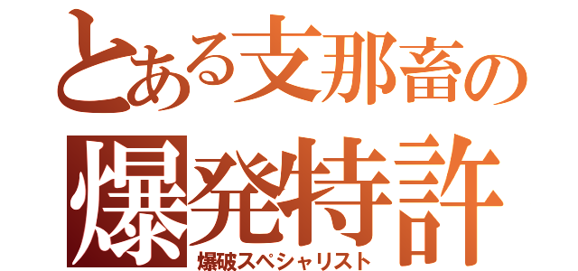 とある支那畜の爆発特許（爆破スペシャリスト）