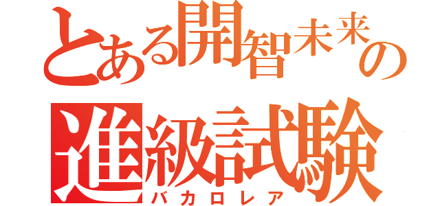 とある開智未来の進級試験（バカロレア）