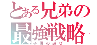 とある兄弟の最強戦略（子供の遊び）