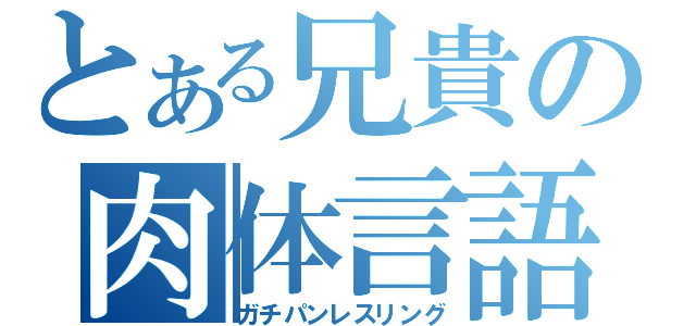 とある兄貴の肉体言語（ガチパンレスリング）