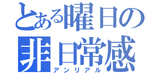 とある曜日の非日常感（アンリアル）