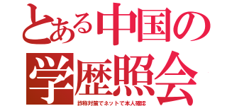 とある中国の学歴照会（詐称対策でネットで本人確認）