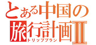 とある中国の旅行計画Ⅱ（トリッププラン）