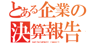 とある企業の決算報告（ｓｅｔｔｅｌｅｍｅｎｔ ｒｅｐｏｒｔ）