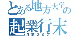 とある地方大学生の起業行末（月商２０万）