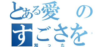 とある愛のすごさを（知った）