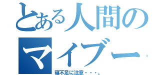 とある人間のマイブーム（寝不足に注意・・・。）