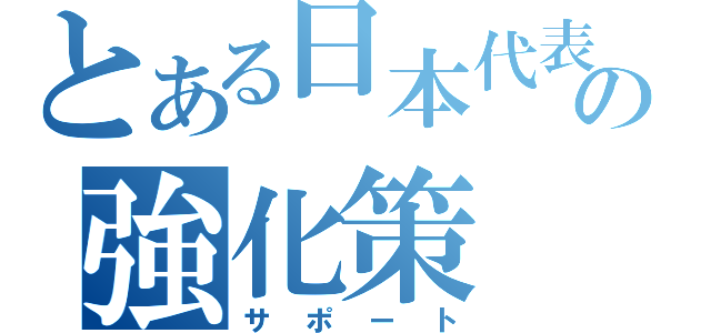 とある日本代表の強化策（サポート）