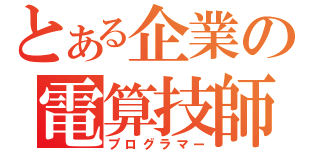 とある企業の電算技師（プログラマー）