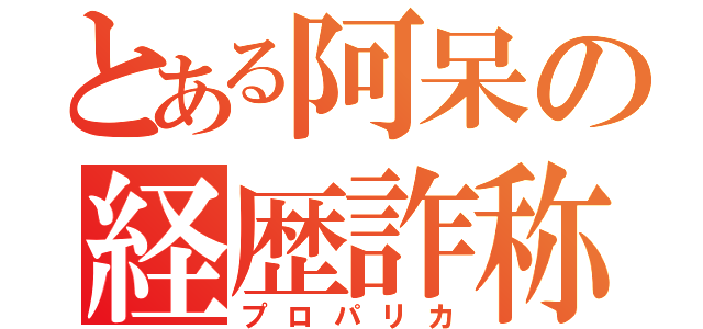 とある阿呆の経歴詐称（プロパリカ）