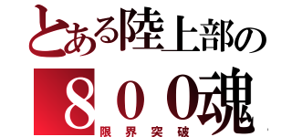 とある陸上部の８００魂（限界突破）