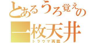 とあるうろ覚えの一枚天井（トラウマ再臨）