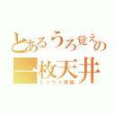 とあるうろ覚えの一枚天井（トラウマ再臨）