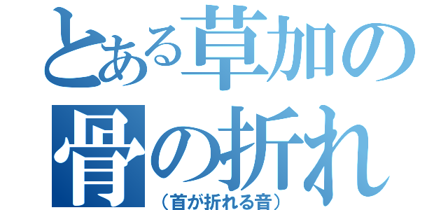 とある草加の骨の折れ（（首が折れる音））