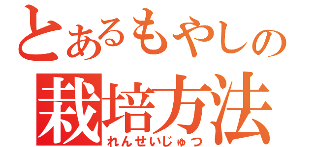 とあるもやしの栽培方法（れんせいじゅつ）