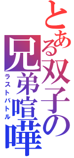 とある双子の兄弟喧嘩（ラストバトル）