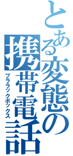 とある変態の携帯電話（ブララックボックス）