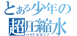 とある少年の超圧縮水鉄砲（ハイドロポンプ）