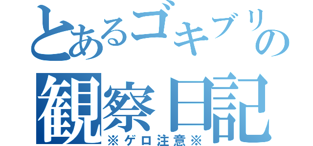 とあるゴキブリの観察日記（※ゲロ注意※）