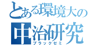 とある環境大の中治研究（ブラックゼミ）