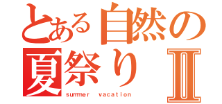 とある自然の夏祭りⅡ（ｓｕｍｍｅｒ  ｖａｃａｔｉｏｎ）