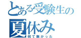 とある受験生の夏休み（何て無かった）