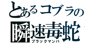 とあるコブラの瞬速毒蛇（ブラックマンバ）