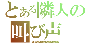 とある隣人の叫び声（ふじこおおおおおおおおおおおおお）