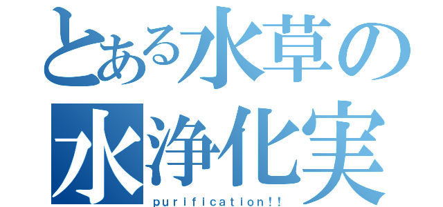 とある水草の水浄化実験（ｐｕｒｉｆｉｃａｔｉｏｎ！！）