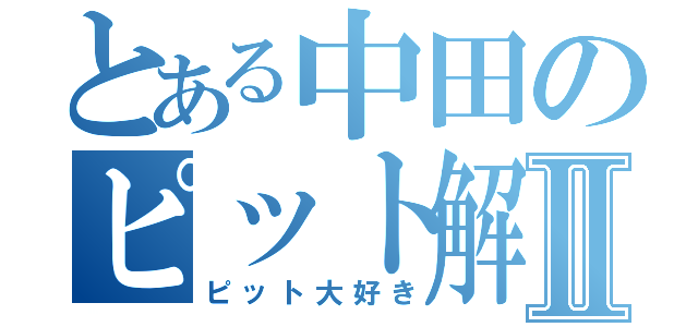 とある中田のピット解体Ⅱ（ピット大好き）