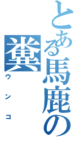 とある馬鹿の糞（ウンコ）