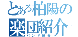 とある柏陽の楽団紹介（バンド紹介）