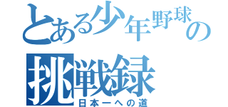 とある少年野球の挑戦録（日本一への道）