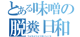 とある味噌の脱糞日和（うんちぶりぶりおいしいな）