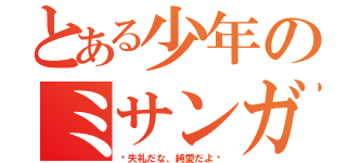 とある少年のミサンガ（〜失礼だな、純愛だよ〜）