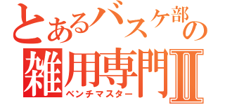 とあるバスケ部の雑用専門者Ⅱ（ベンチマスター）