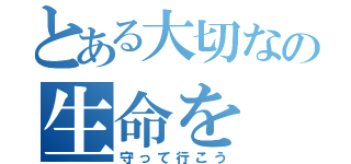 とある大切なの生命を（守って行こう）