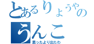 とあるりょうやのうんこ（思ったより出たわ）