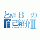 とあるＢの自己紹介Ⅱ（イントロデュース）