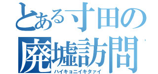 とある寸田の廃墟訪問（ハイキョニイキタァイ）