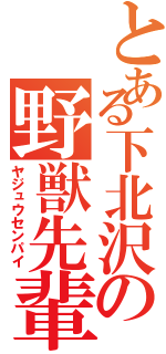 とある下北沢の野獣先輩（ヤジュウセンパイ）